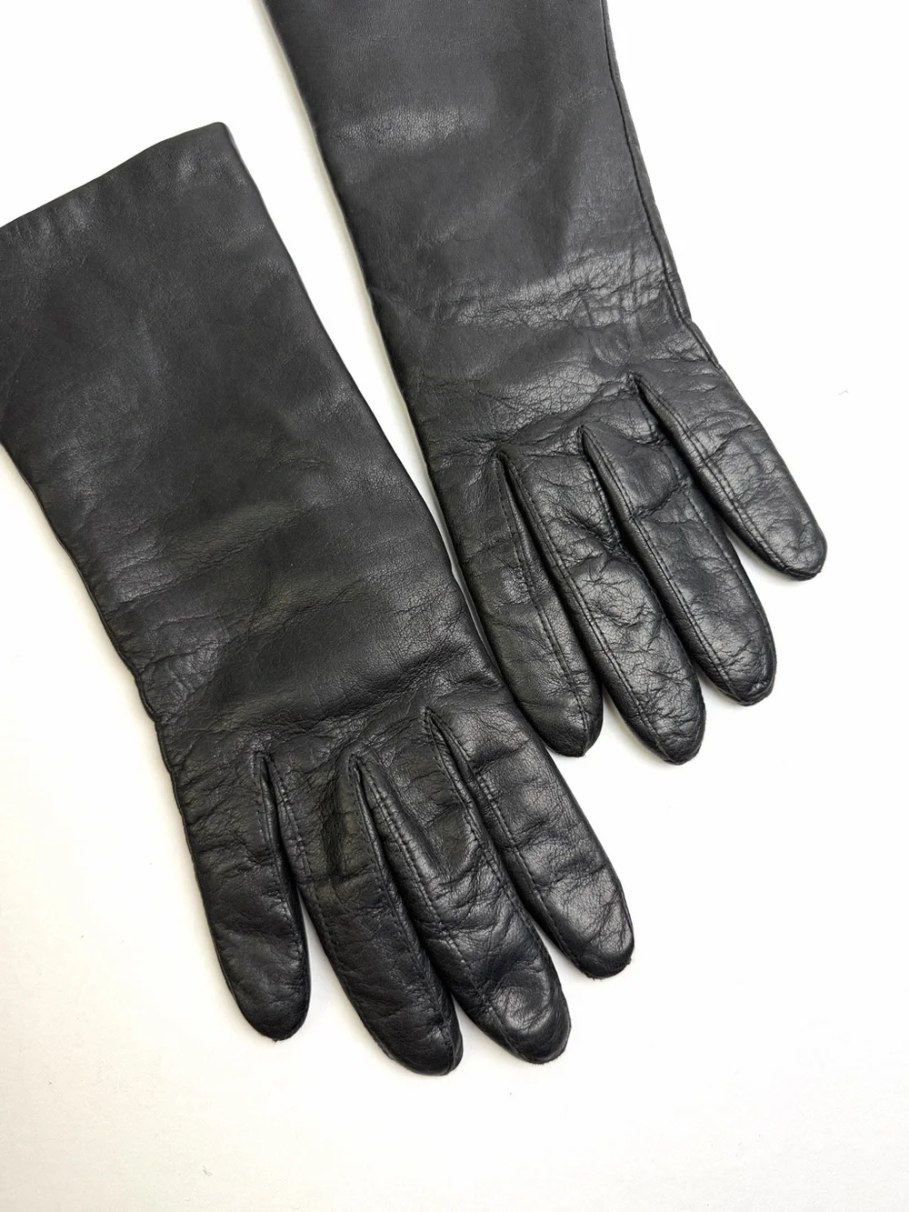 ARIS Black Leather Gloves Cashmere Lining size M Vintage